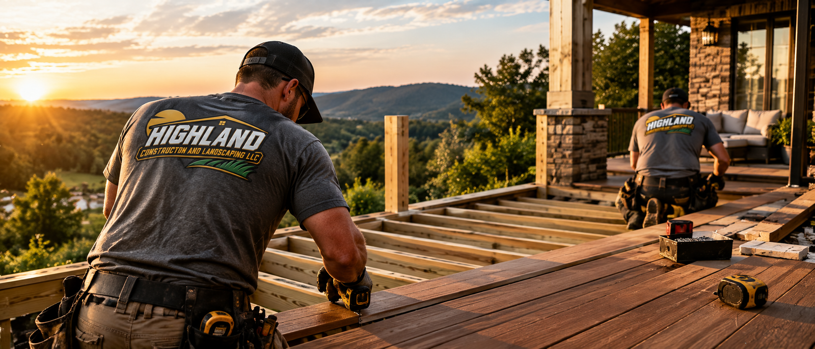 Highland Construction and Landscape crew working on site