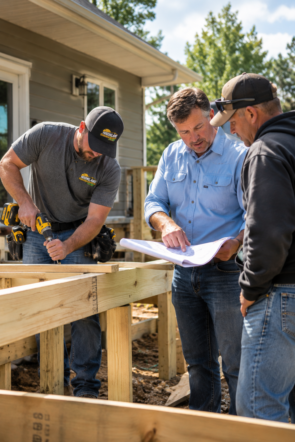 Highland Construction and Landscape crew on a job site